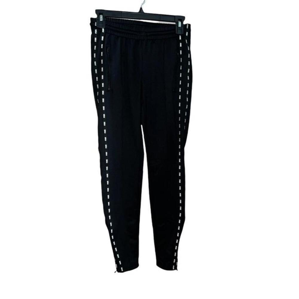 Pink Victoria's Secret Active Track Pants Black Logo Tape Zipper Cuffs Womens XS